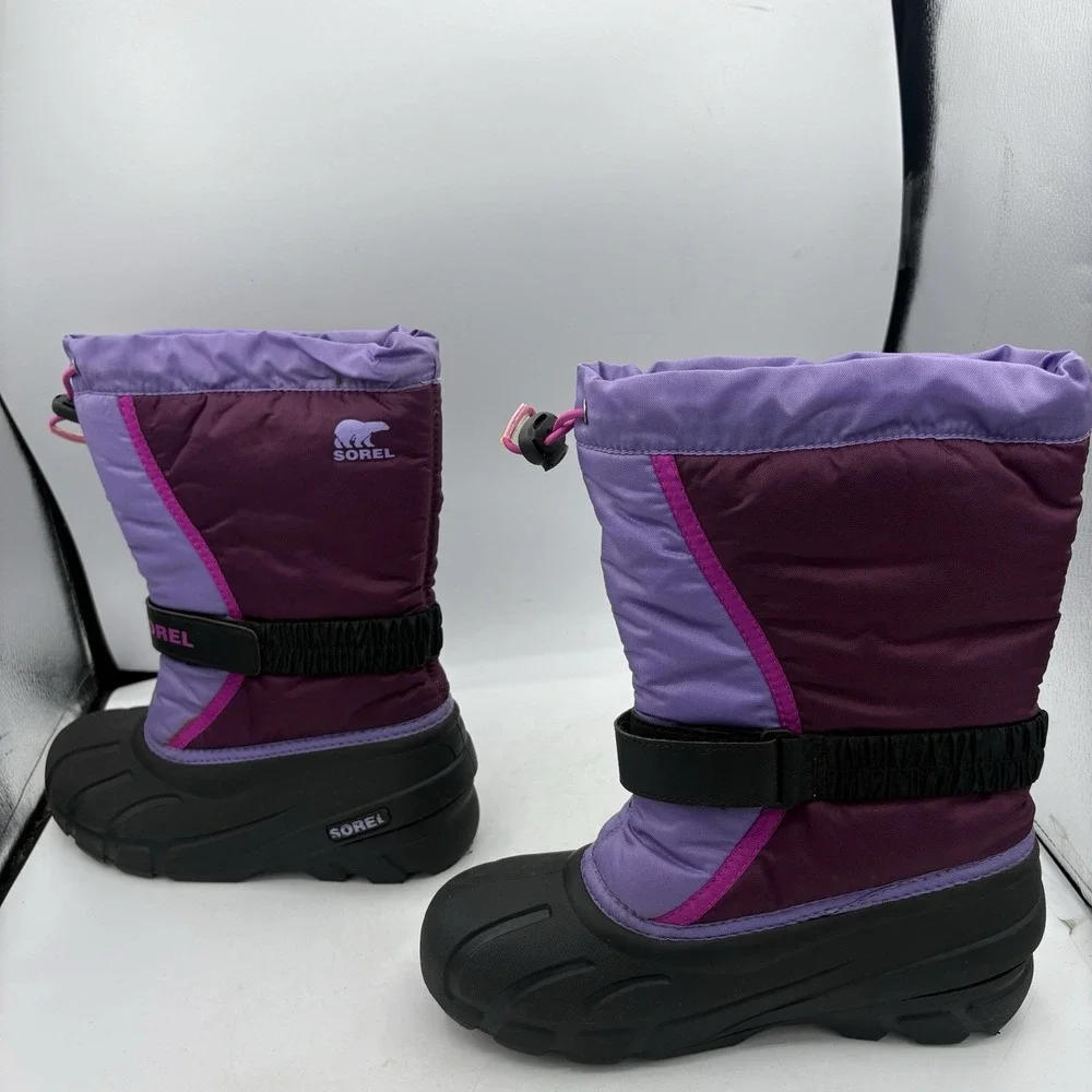 Sorel Boots Girls‎ Youth Size 5 Flurry Snow Purple Dahlia Paisley Insulated